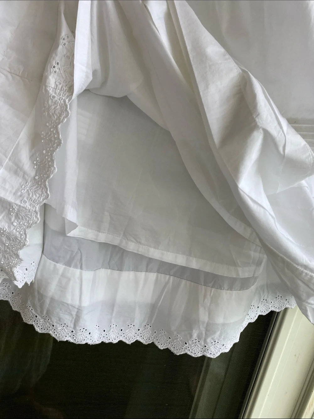 Quince White Cotton Eyelet Full Skirt